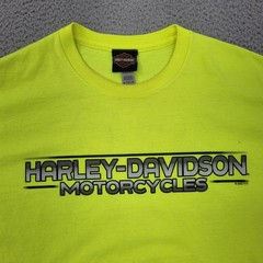 Harley Davidson Shirt Mens XL Neon Yellow Graphic Diamondback Lawton Oklahoma