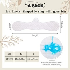 4 Pcs Bra Liners for Sweat, 80% Cotton and 20% Polyester Fiber, Reusable Wash…