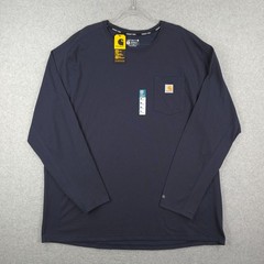 Carhartt Shirt Mens 2XL XXL Blue Long Sleeve Force Moisture Wicking Relaxed Fit