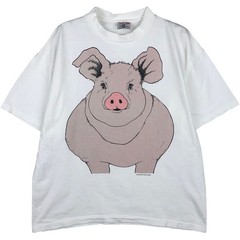 Vintage 90’S SOF TEE Pig Pattern Animal T-Shirt Made in USA Men’s XL equivalent