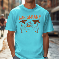 Wah Gwaan? Beach Palm Tree T-Shirt | Retro Island Vibes Shirt, Jamaica Tee