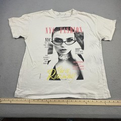 NYC Fashion Paris Runway Shirt Mens Large White Graphic Tee Streetwear Cat Eye