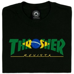 Thrasher Magazine BRAZIL REVISTA LOGO Skateboard T Shirt BLACK