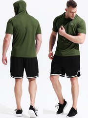 NELEUS Men’s Running Shirt Mesh Workout Athletic Shirts with Hoods,5084,3 Pac…