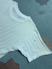 Vintage 40s 50s blank white pocket t shirt ribbed cotton distressed thrashed Med