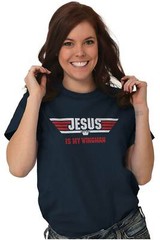 Christian Faith Religion Jesus is my Wingman Womens or Mens Crewneck T Shirt Tee