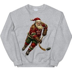 Vintage Santa Hockey T-Shirt North Pole Jersey Christmas Holiday Sports Sweater