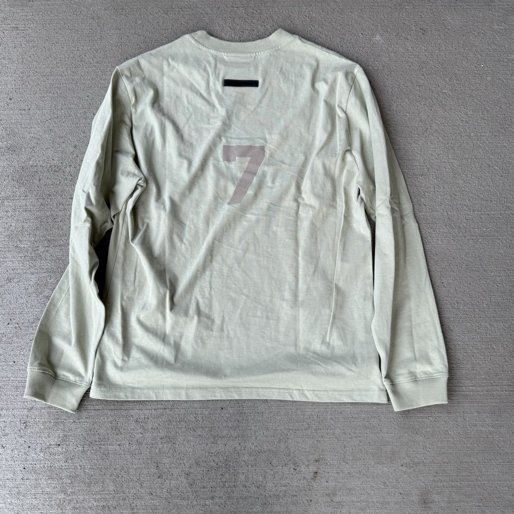 Fear of God Essentials FOG 7 Flocking Long Sleeve T Shirt Cream Size Medium