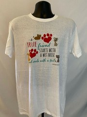 Pet Rescue T Shirt Large Paw Prints Cats Dogs True Friend Starts with a Wet Nose