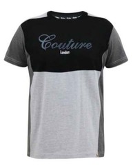 D555 Duke Large Mens Couture T-Shirt Black Charcoal Cut & Sew 2XL-6XL (601306)