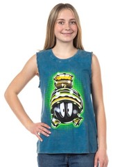 Looney Tunes Junior’s Marvin The Martian Lace-Up Design Distressed Tank Adult
