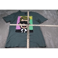 J Pierce By VOIZ Shirt Mens Medium Green Cartoon Face Graphic Art Tee Crewneck