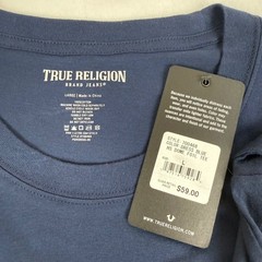 True Religion Mens Buddha Dome Foil Graphic Tee Dress Blue Navy 700468 Large NWT