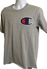 Champion Shirt Mens Large Gray Big C Patch Logo Athletic Tee Classic Casual
