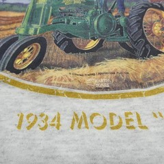 Vintage John Deere Shirt Mens Medium Gray Model A Tractor Graphic Earth Tones
