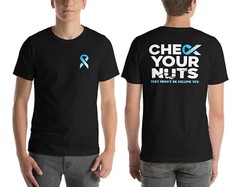 Prostate Cancer T-Shirt Check Your Nuts Blue Ribbon Dad Grandpa Father Day Gift
