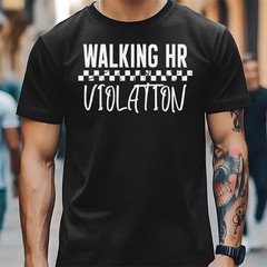 Funny T-Shirt WALKING HR VIOLATION Work Office Boss Silly Rude Tee Top Gift Idea