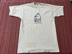 MENS USED VINTAGE 90S SINGLE STITCH WHATEVER NOVELTY SHIRT GRAY SIZE LARGE