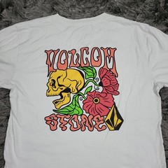 Volcom Stone Shirt Mens Small Green Skull Floral Psychedelic Surf Skate Logo