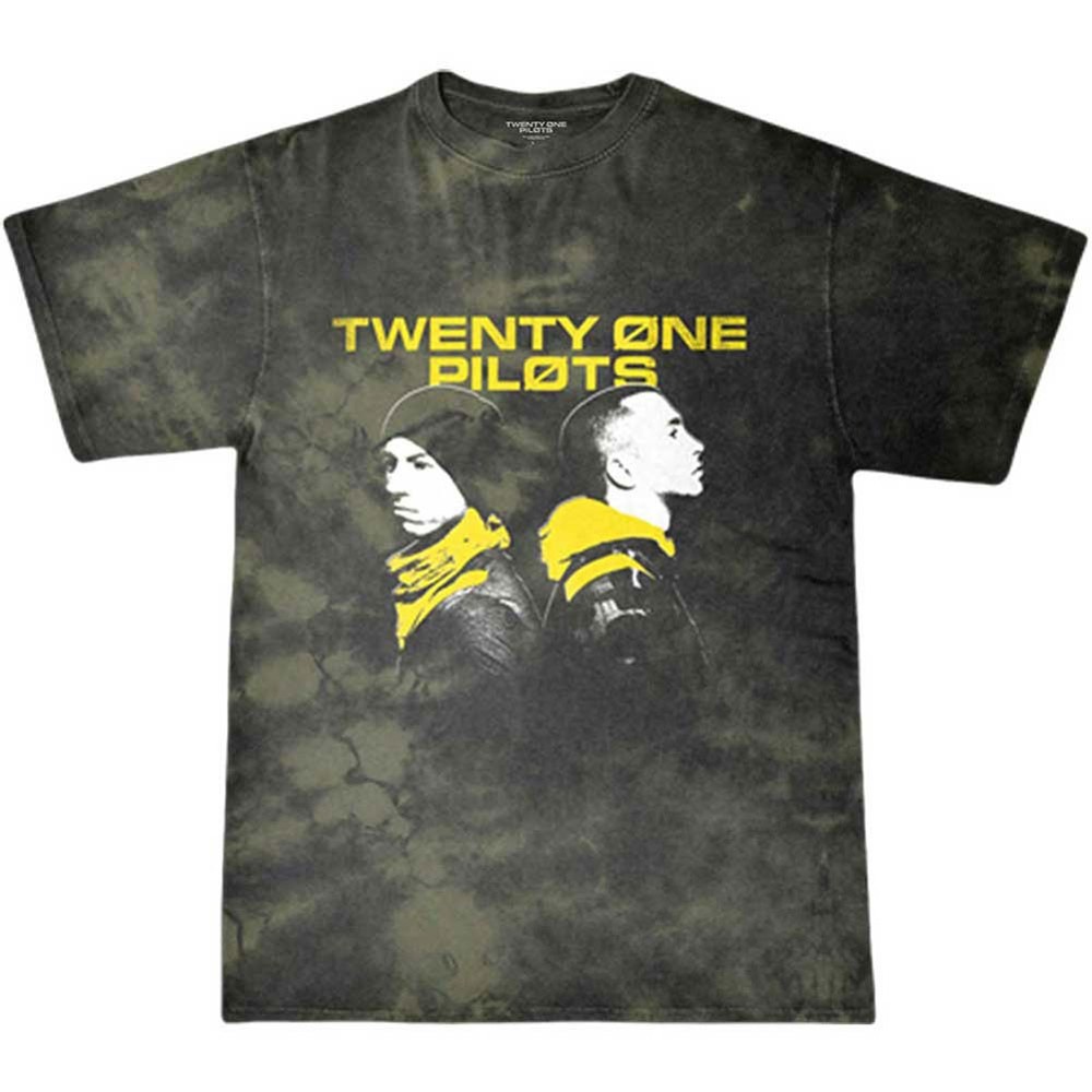 Men’s Twenty One Pilots Back To Back (Dip-Dye) Tie Dye T-shirt X-Large Green