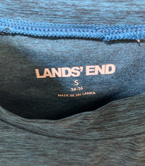 Lands End Mens Small 34-36 Teal Black Workout T Shirt Short Sleeve