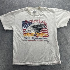 Vintage America Will Remember Shirt Mens Large 9/11 Patriotic Bald Eagle 2000s