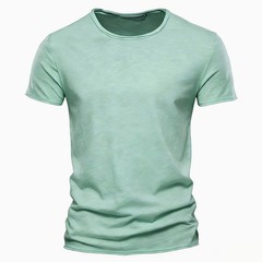 Men Cotton V-Neck Slim Fit T-Shirt Beach Casual Summer Gym Fitness Tee Fun Gift