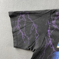Vintage Sturgis Shirt Mens Large Black Purple Lightning Wolf Biker Rally AOP