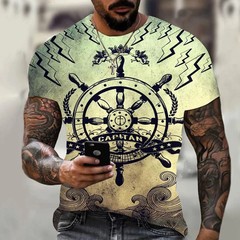 Camiseta Con Estampado 3d De Brújula Para Hombre Camisa Corta Moda Hip-hop Lujo