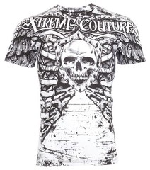 XTREME COUTURE by AFFLICTION White ANATOMY Short Sleeve Slim Fit Y2K T-shirt NWT