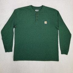 Carhartt Men’s Green Loose Fit Long Sleeve Henley Pullover Shirt Size Large