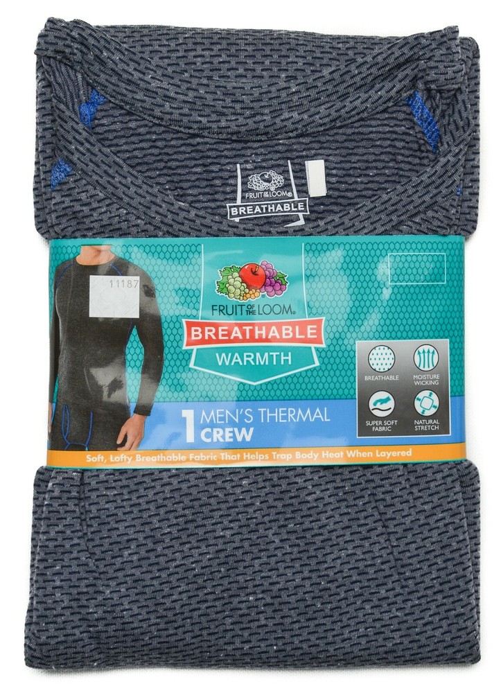 Fruit of the Loom #11187 NEW Men’s Breathable Long Sleeve Thermal Crew Shirt