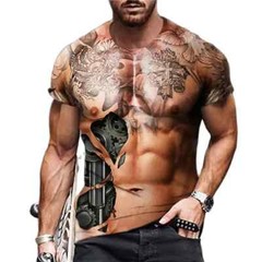 Funny Simulation Muscle T Shirt for Men 3D Printed T-shirts Summer O Neck