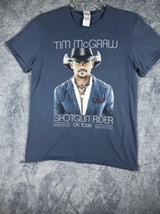 Tim McGraw Shotgun Rider On Tour/Sundown Heaven Town Blue T-Shirt Size S