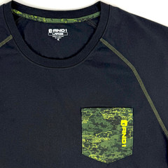 Vintage Y2K AND1 Athletic T Shirt Black 100% Polyester Green Camouflage Pocket L