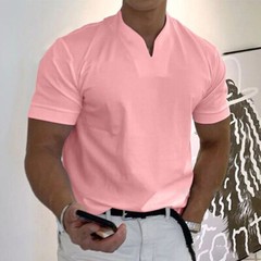 Mens Short Sleeve Shirts Summer Solid Loose Casual Dress Shirt Blouse Tops