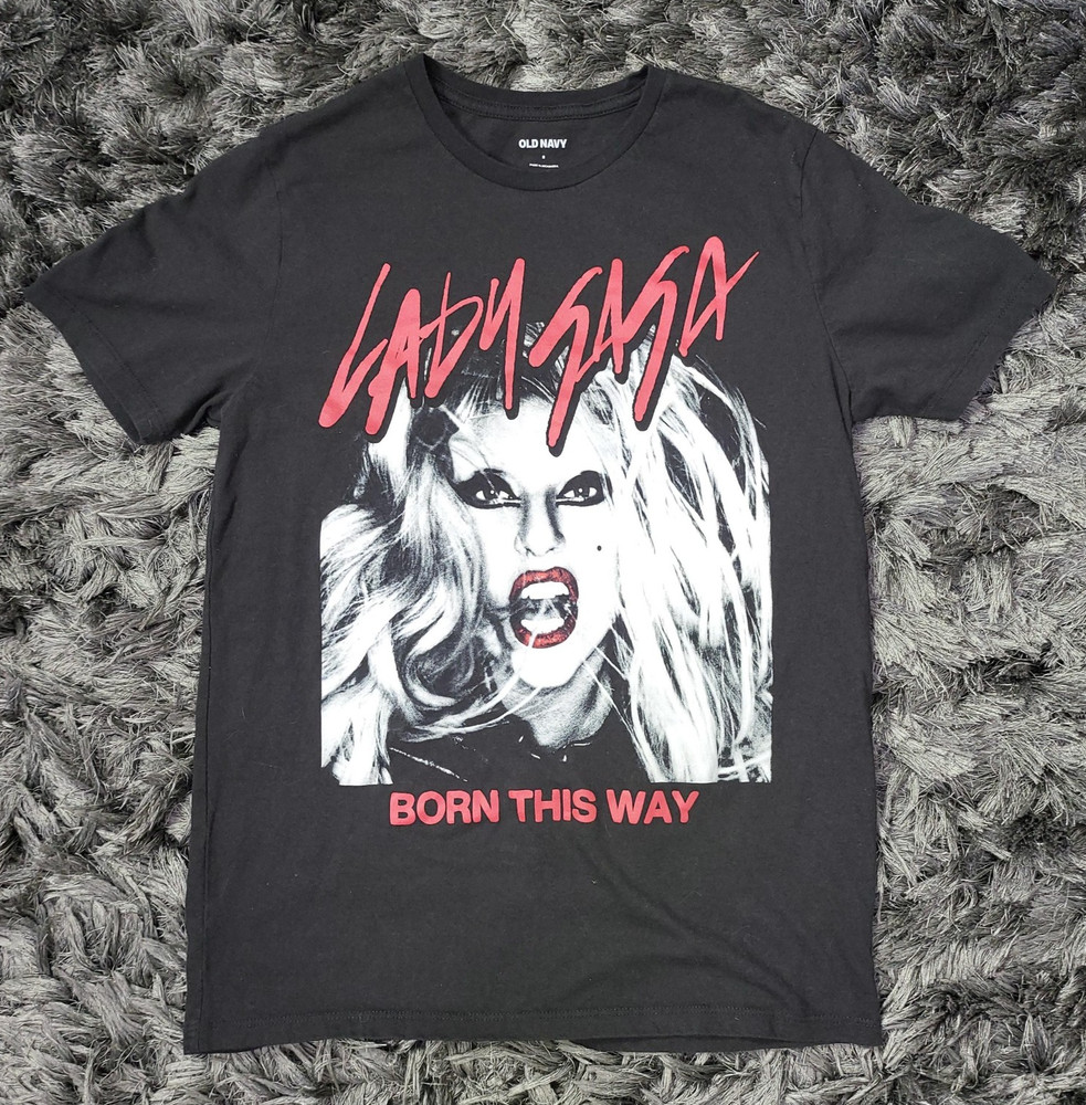 Old Navy Lady Gaga Born This Way Shirt Mens Small Black Graphic Tee Tagless