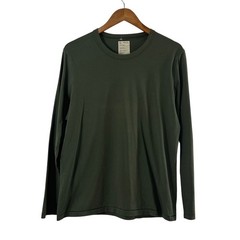 For Days Mens 100% Organic Cotton Long Sleeve Crew Neck Tee Olive Green Large