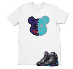 Shirt to Match AJ 8 Aqua 2025 Sneakerhead Bear T-Shirt, BLACK/WHITE