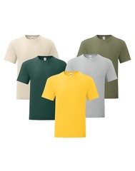 5 Pack Fruit of the Loom Mens T Shirts Short Sleeve Slim Fit Lightweight Cotton