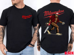Bigfoot Milwaukee Power Tool Chainsaw Blue Collar Lumberjack 2 SIDE T-Shirt