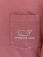 Vineyard Vines Pink Long Sleeve Whale Logo T-Shirt with Pocket Men’s Size Small