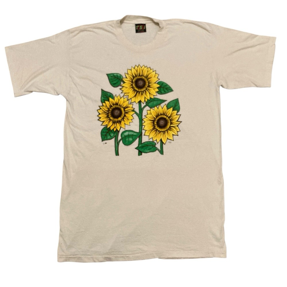 Vintage Sunflowers Elisa Single Stitch T-shirt XL TSI Made in USA 100% Cotton