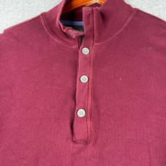 Banana Republic Henley Shirt Waffle Knit 1/2 Zip Burgundy Long Sleeve Pullover L