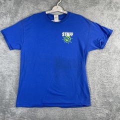 Seattle HempFest T Shirt Men Large Blue Staff 2015 SS Distressed Pot Leaf Grunge