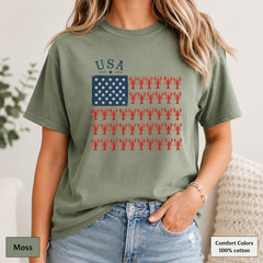 Patriotic Lobster Flag Shirt, Coastal USA Comfort Colors Fourth of July Tee