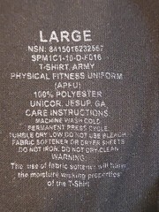 Physical Fitness Uniform T-Shirt Mens Large Black “Army” Short Sleeve Crew Neck