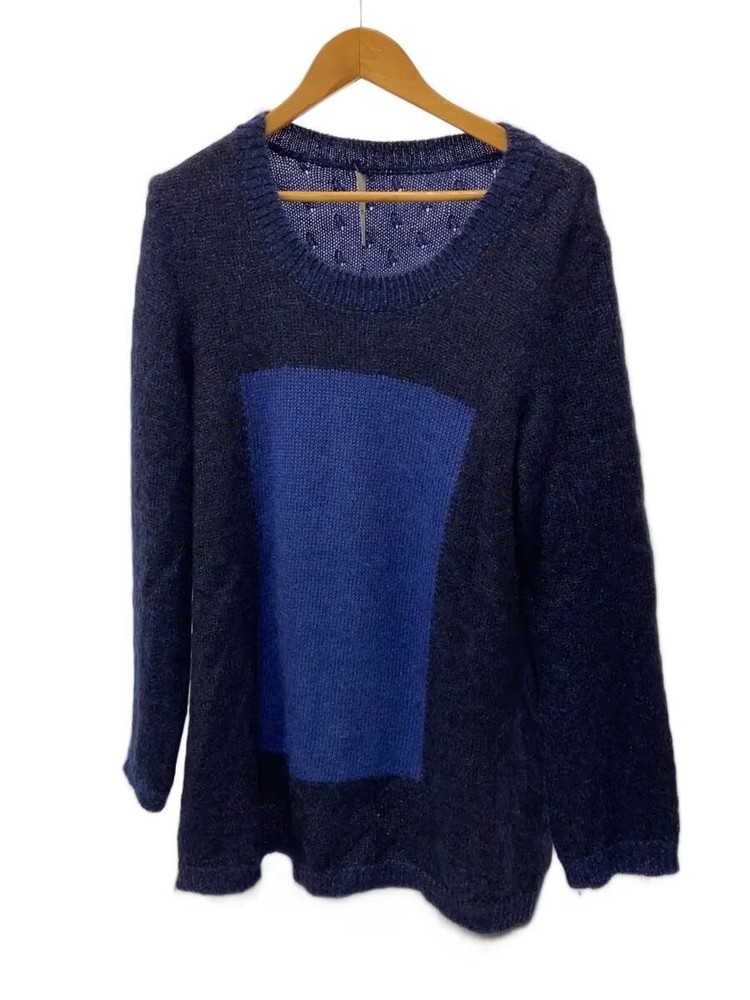 Ka na ta Blue sheet Knit Mohair Blend Knit Sweater (Lightweight) Cotton BLU