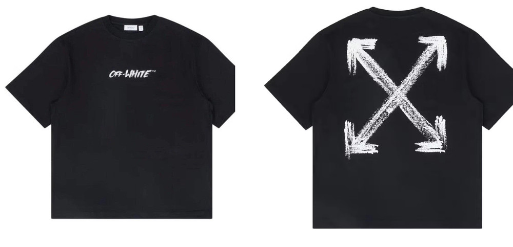 Off-White Black Graphic Logo Cotton Short Sleeve Crew Neck T-Shirt