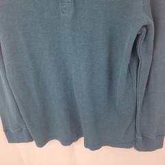 MERONA Mens Shirt Sz XL Henley Thermal Waffle Knit BLUE Faded Grunge Y2K